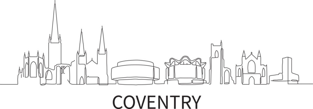 Simple line art of Coventry's skyline