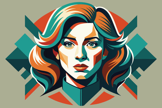 Portrait of woman with stylized orange and teal hair