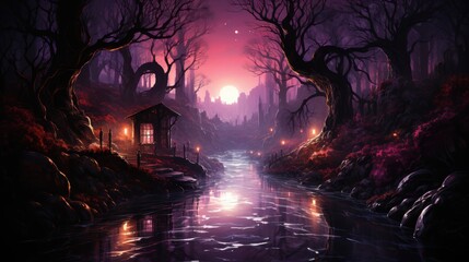 Obraz premium A Light Forest Matte Gouache Illustration