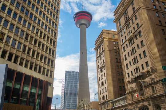 Calgary Tower is a free standing observation tower in the downtown Calgary, Albert AB, Canada. 