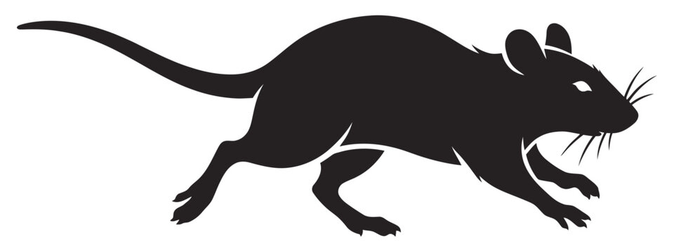 Rat silhouette in a dynamic running pose showing speed and agility for professional vector logos