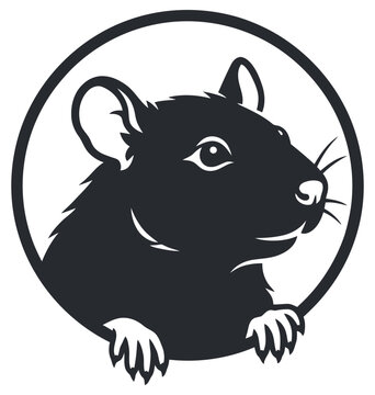 Rat silhouette portrait inside a circular frame designed as a clean and professional vector icon