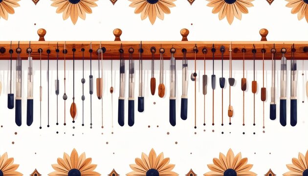 Hammered Dulcimer String Layout Pattern in Flat Illustration on White Background