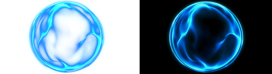 Glowing Blue Energy Orb With Flowing Neon Lines © Iryna