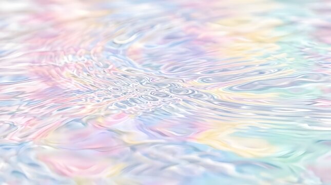 High key macro shot of clear water ripples with pastel reflections