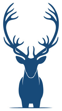 Deer majestic stag silhouette with large antlers in minimalist vector illustration artwork style