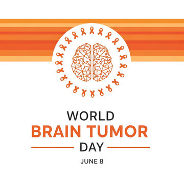 World Brain Tumor Day awareness ribbon orange brain illustration