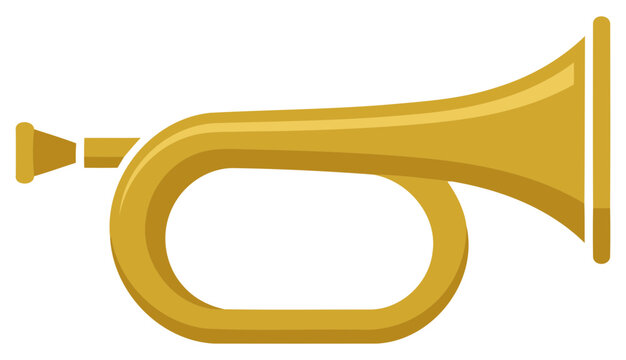 Bugle golden brass musical instrument vector illustration for military music themed projects