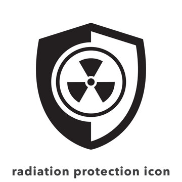 Radiation protection vector icon. Shield and radiation sign.