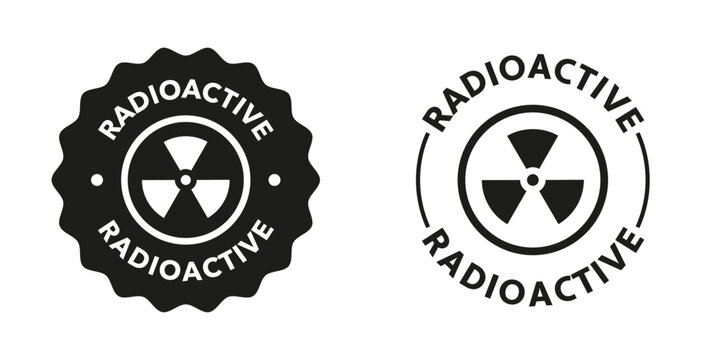 Radioactive. Vector signs for radiation warning isolated on white.