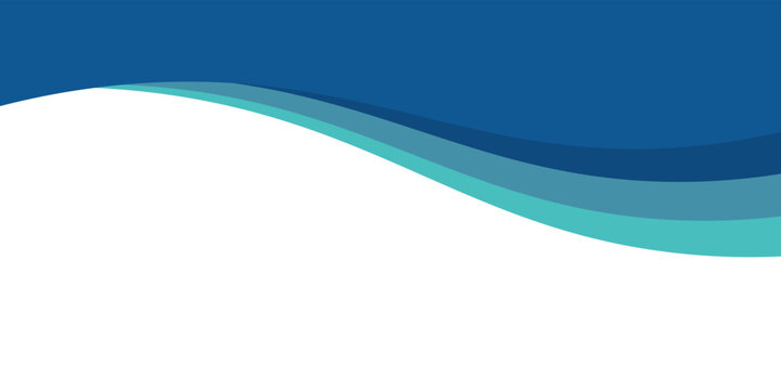 Minimalist abstract background featuring layered shades of blue, teal, and turquoise curved waves. Modern geometric desig
