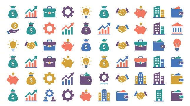 Business Finance Icons and Symbols.