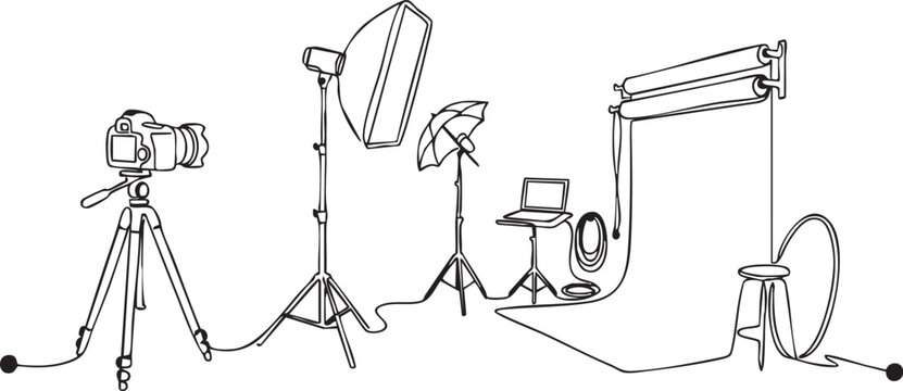Home studio setup with lighting and camera