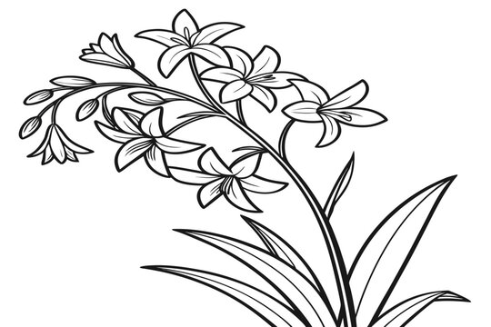 coloring page line art the meadow rue flower black vector