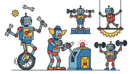 Retro Robot Character Icon Set © TDF CREATIVE