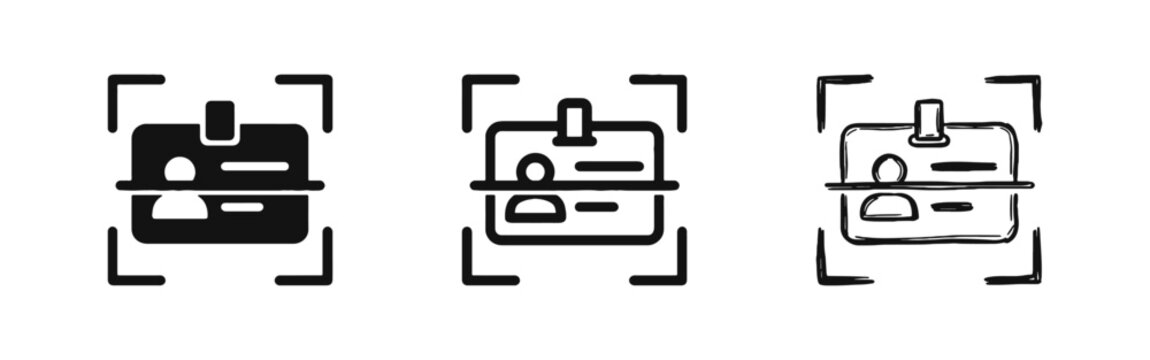 ID Card Scanner Identity Verification Badge Icon Set