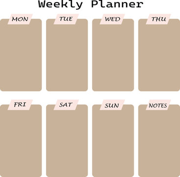 Blank monthly planner template grid calendar layout with monday start week