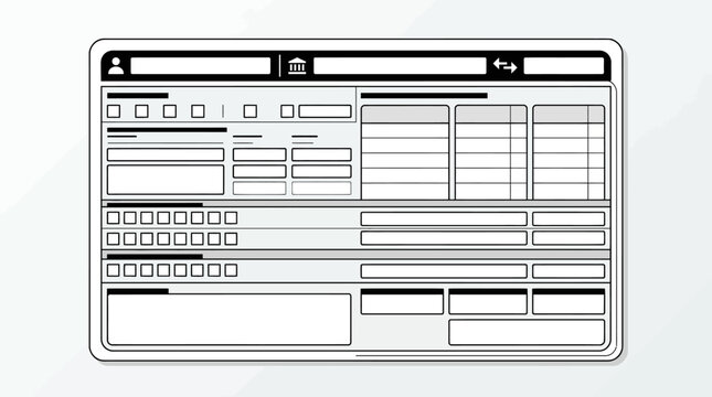 Blank vector form template for financial administrative data entry