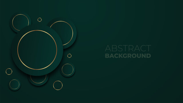 Elegant Dark Teal Abstract Background with Gold Circles