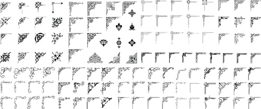 Decorative corner flourishes elements collection