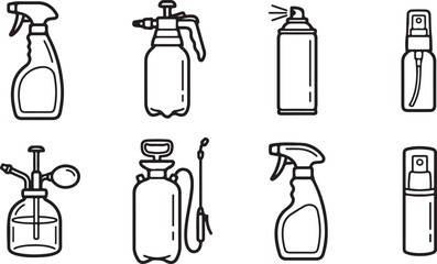 Set of black and white watering cans illustration vector Vector © Runa