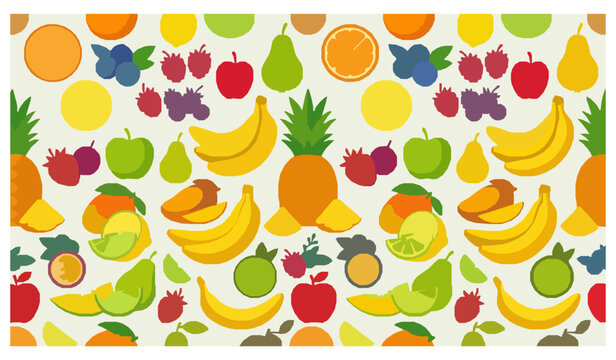 Decorative fresh fruit collection seamless pattern vector illustration