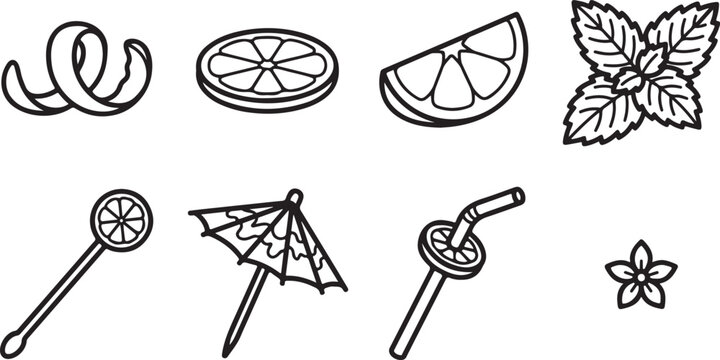 Set of simple black bicycle and flower icons vector illustration Vector