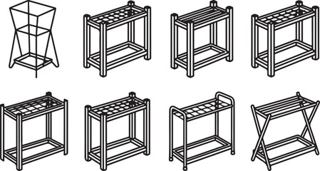 3d vector isometric illustration of wooden bookshelves and bookcases Vector © Runa