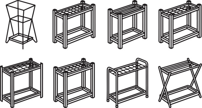 3d vector isometric illustration of wooden bookshelves and bookcases Vector
