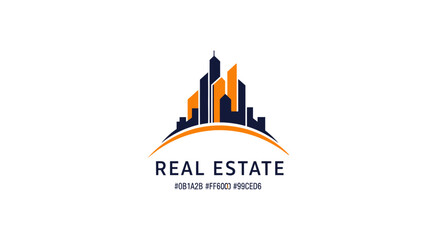 Naklejka premium Modern Cityscape Real Estate Logo Design.