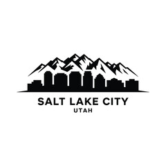 Fototapeta premium salt lake city skyline silhouette with mountains utah