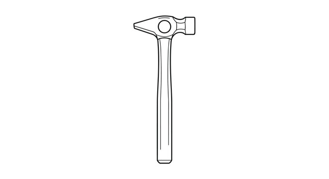 Professional ball-peen hammer with a solid metal head and a long handle, isolated on a plain white background for construction themes.