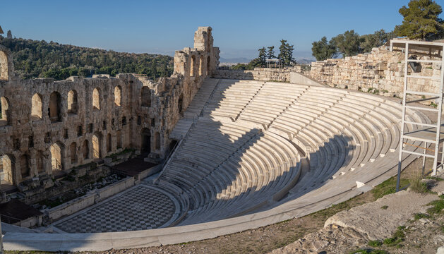 Odeon of Herodes Atticus ancient stone amphitheater on the Acropolis hill in Athens Greece