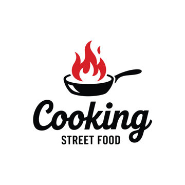 Pan and Spatula Kitchen Cooking vector logo design for restaurant branding, culinary tools icon set and food service illustration concept.