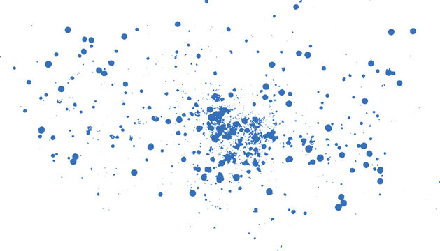 Blue ink splatter pattern on white background