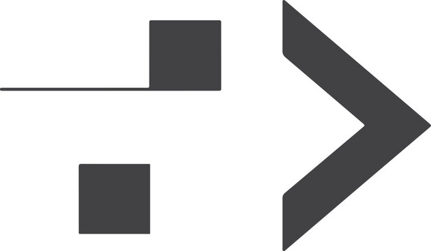 Dark gray geometric with squares, line, and arrowhead
