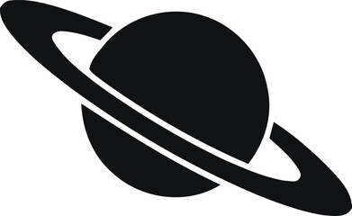 saturn silhouette with rings black planetary shape on a white background © Jinan