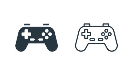 Minimalist dual game controllers icon set with buttons and joysticks Vector © Sofiqul
