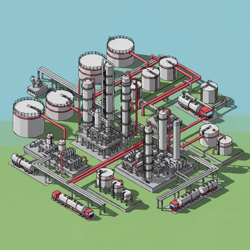 Industrial oil refinery process plant.