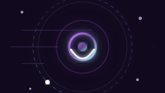 Abstract glowing circles with orbits in dark space animated background