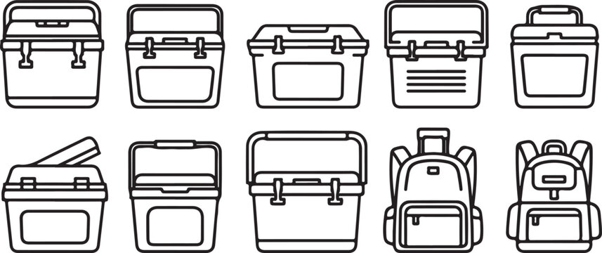 Flat icon set of different delivery trucks and vans Vector