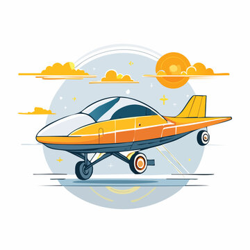 Stylized Illustration of a Futuristic Yellow and Orange Airplane