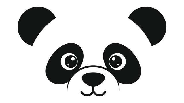 Stylized black and white panda bear face close-up