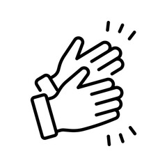Obraz premium Black solid icon of clapping hands gesture. Perfect for applause, appreciation, celebration, success, encouragement, and social interaction concepts.