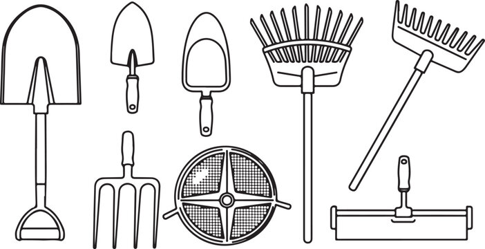 Hand drawn vintage style scissors and tools illustration set Vector