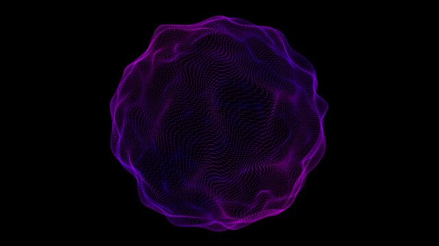 Abstract purple and blue digital wireframe sphere with intricate