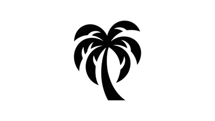Isolated black palm tree icon with three fronds standing upright Vector © Sofiqul