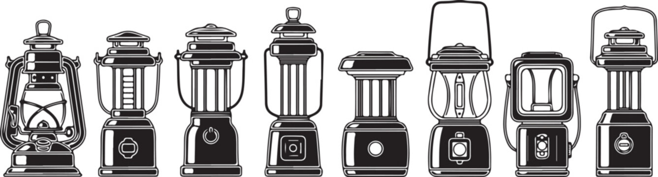 Old-fashioned film cameras set isolated on white vector illustration Vector