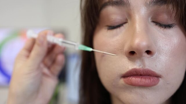 Beauty injections and cosmetic enhancement become routine part of modern lifestyle while young woman follows popular aesthetic trends and facial care standards