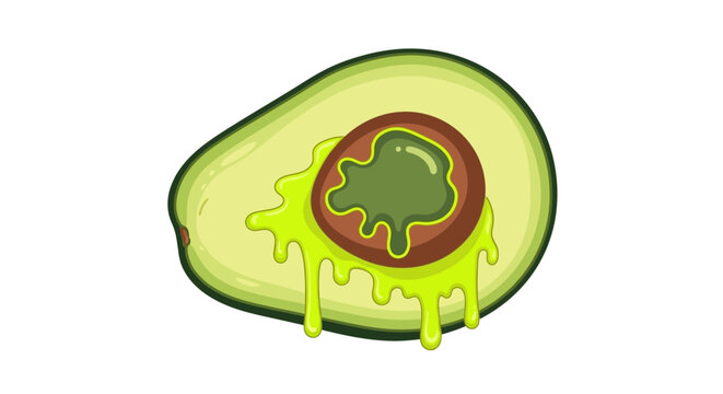Avocado Half With Green Dripping Liquid.